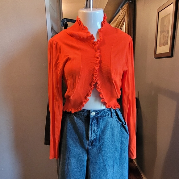 Orange Ruffled Cardigan - Picture 3 of 3